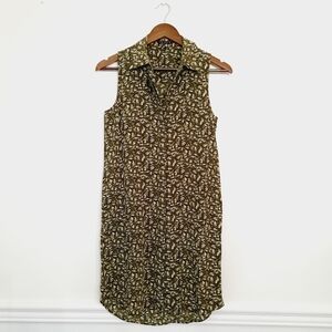 Theory Walvan green print silk shirt dress 2 $220